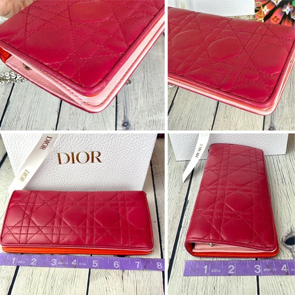CHRISTIAN DIOR Magenta Pink Leather Cannage Long Wallet Crossbody with C… - Picture 16 of 16